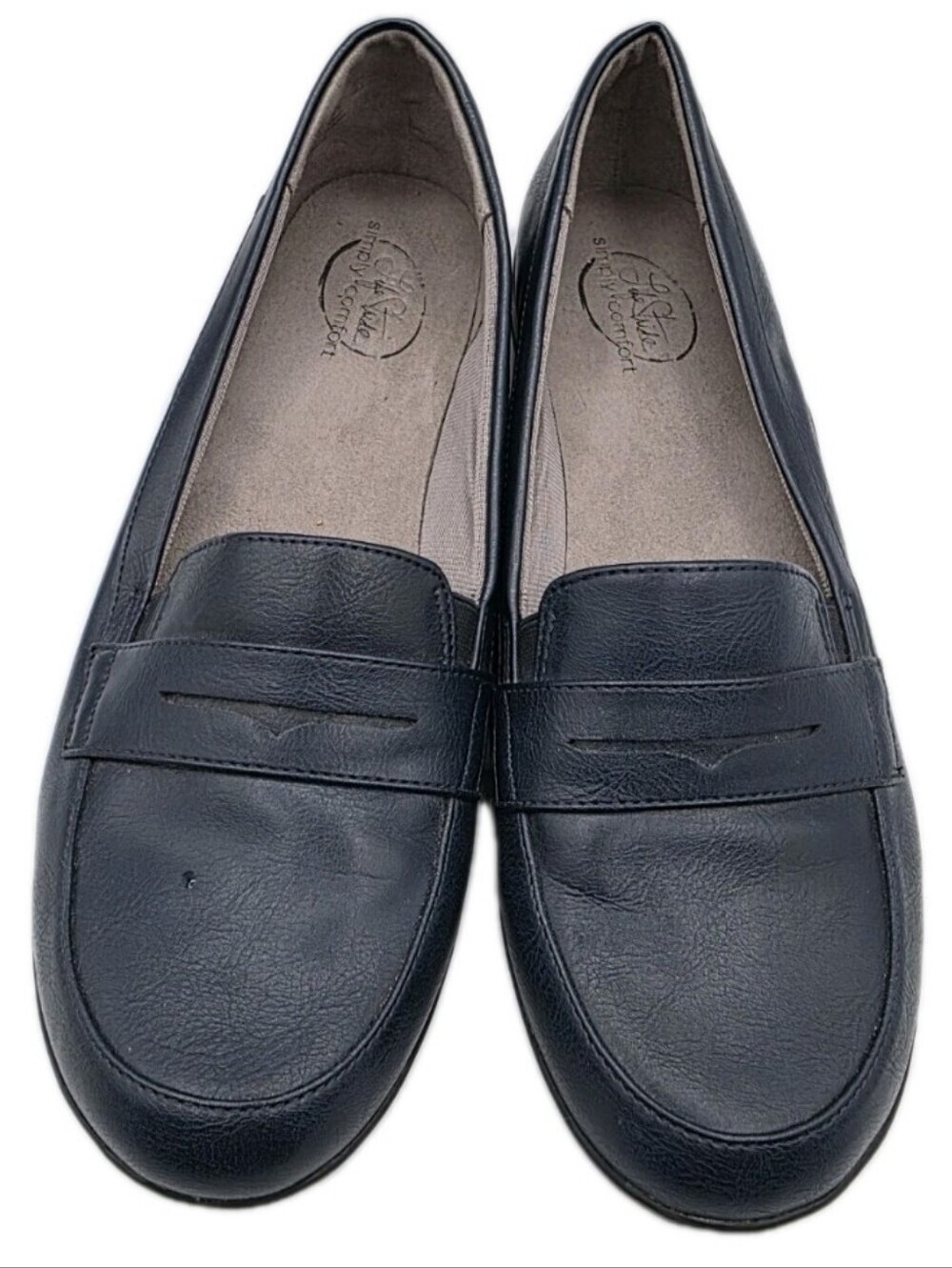 LifeStride Shoes Womens Mala Penny Loafer Blue Faux Leather 8.5 Casual Comfort